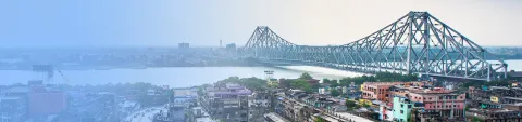 Kolkata skyline Howrah bridge 